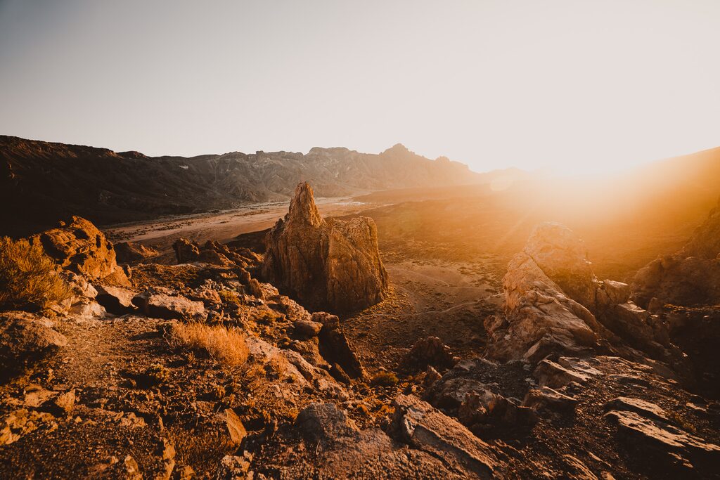 Sunrise over volcanic rock, Tenerife
