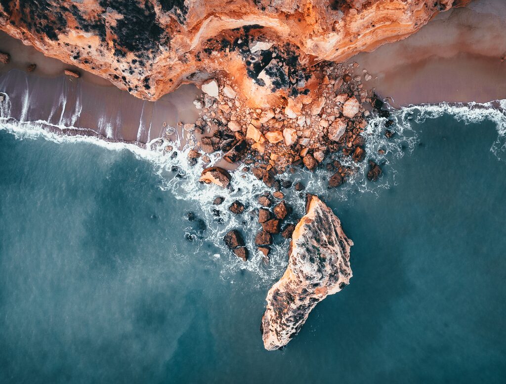 Rocks and surf from above, Algarve
